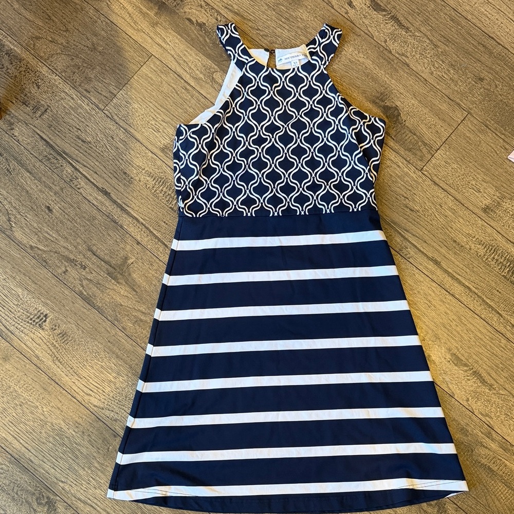 Navy and White Patterned dress